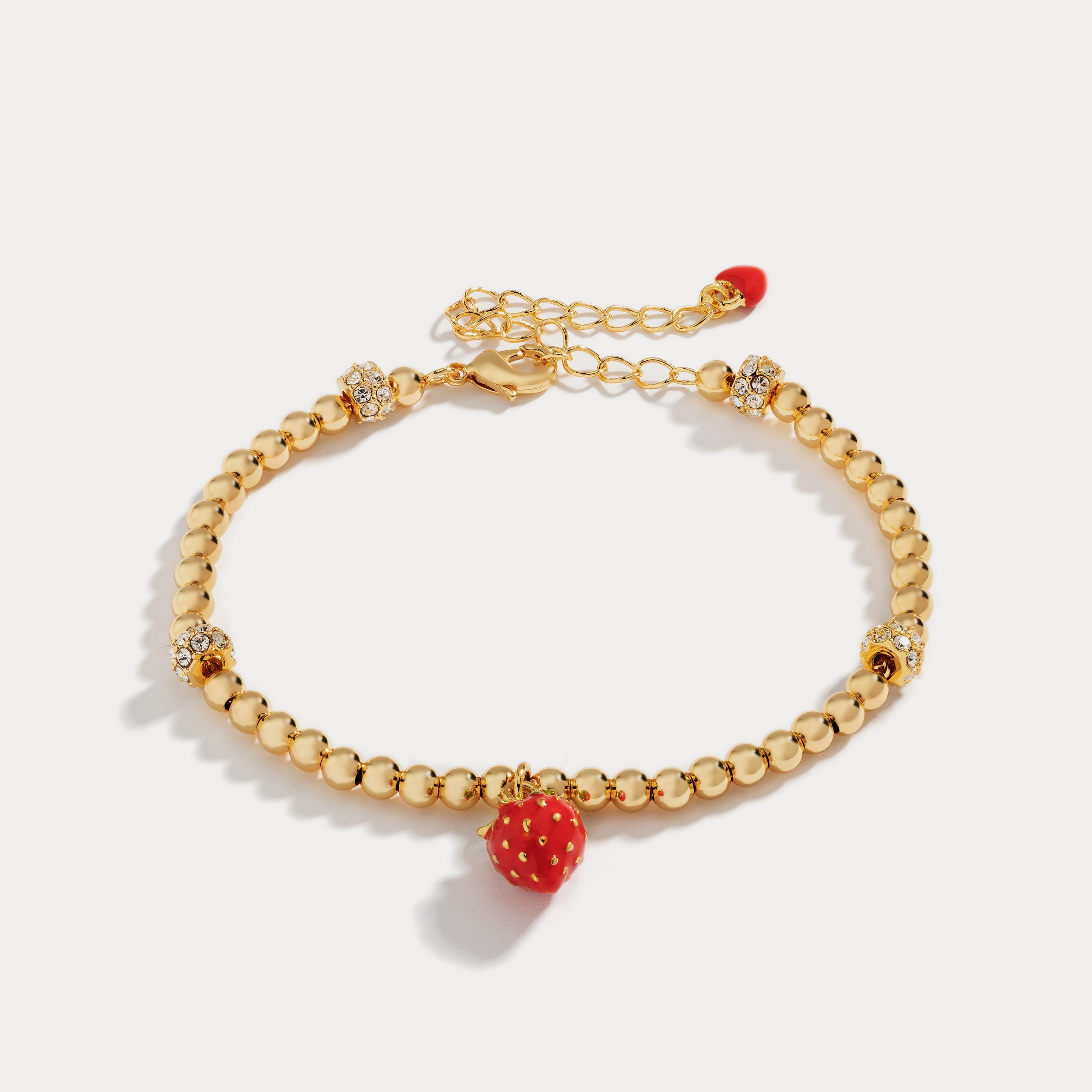 strawberry fruit enamel gold bracelet