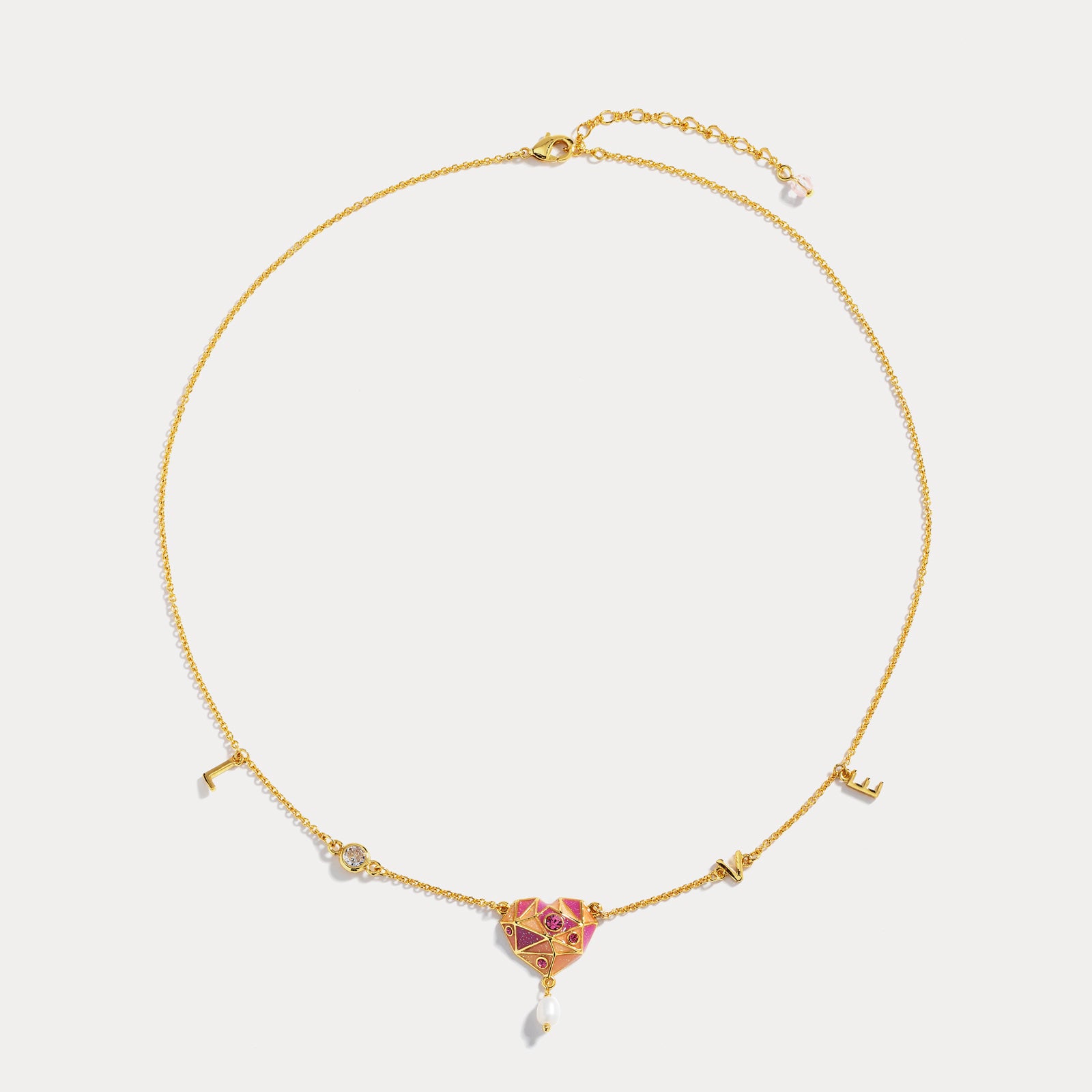 Diamond Heart Pearl Necklace