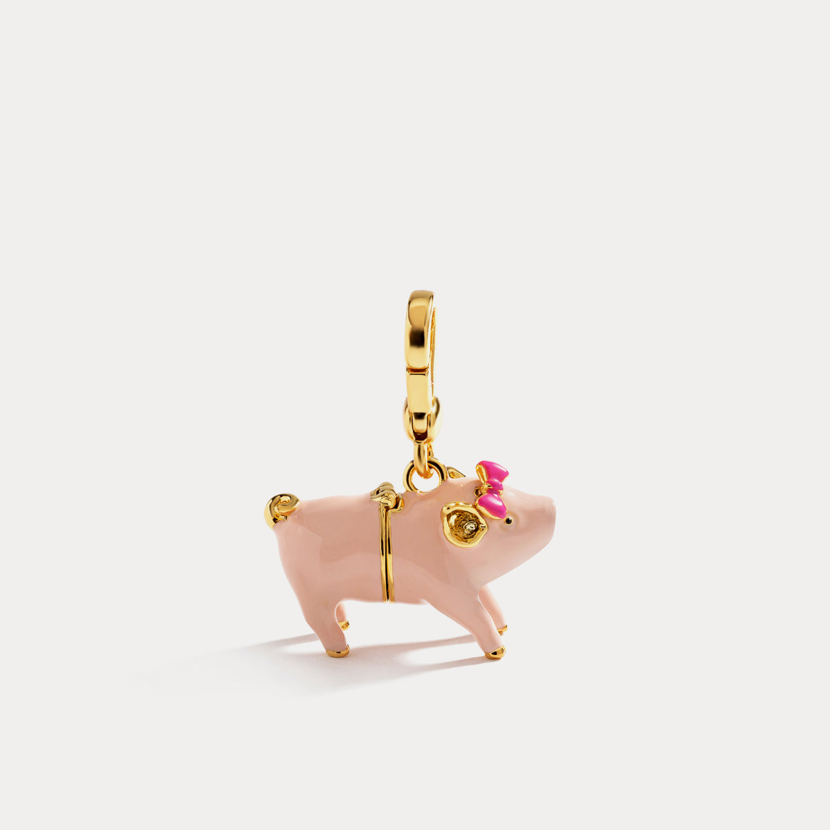 pink pig pendant gold necklace