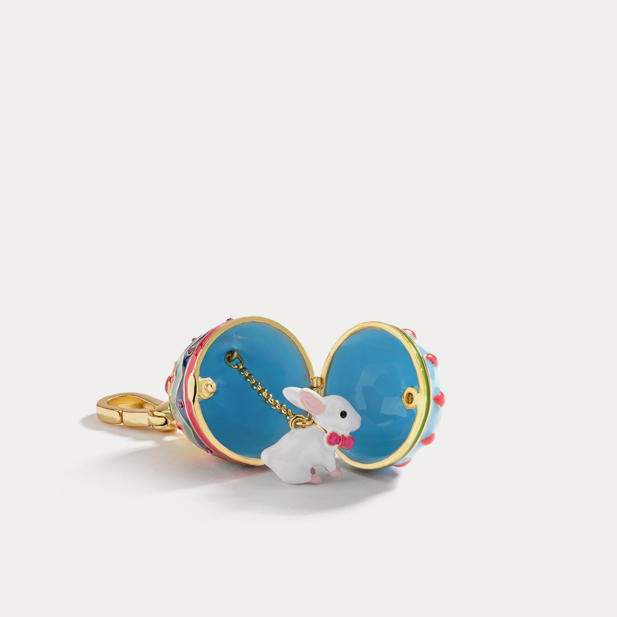 Rabbit zodiac easter egg pendant locket necklace