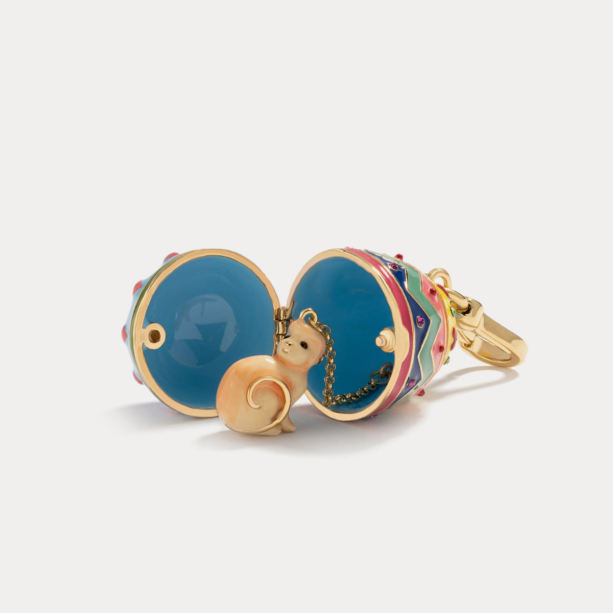 monkey zodiac blue easter egg pendant