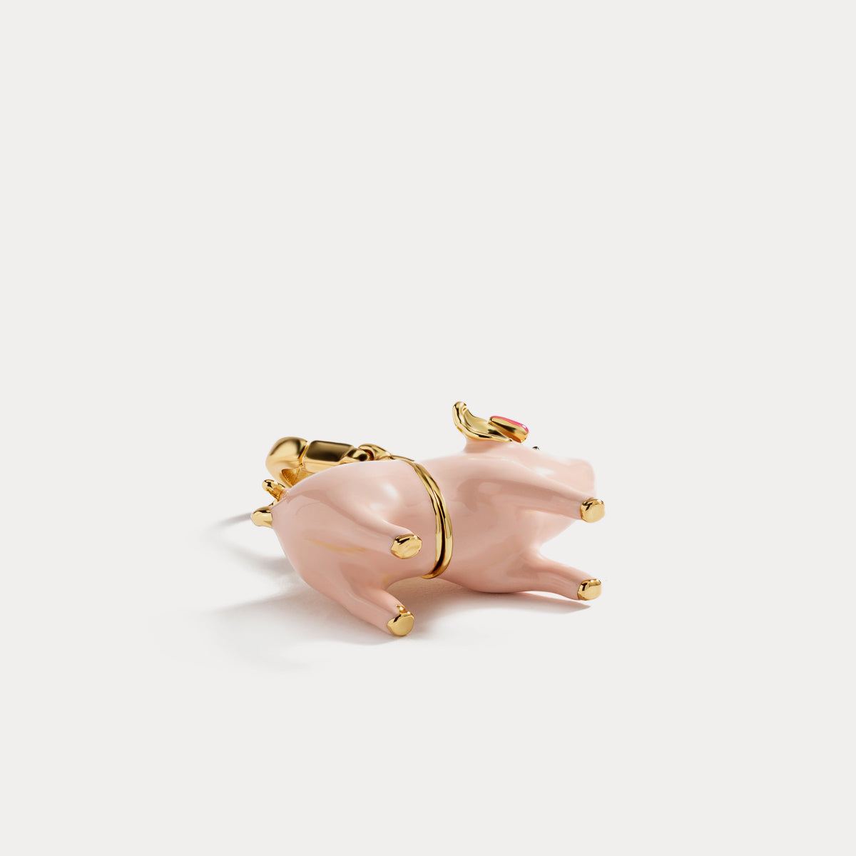 enamel pink pig pendant necklace
