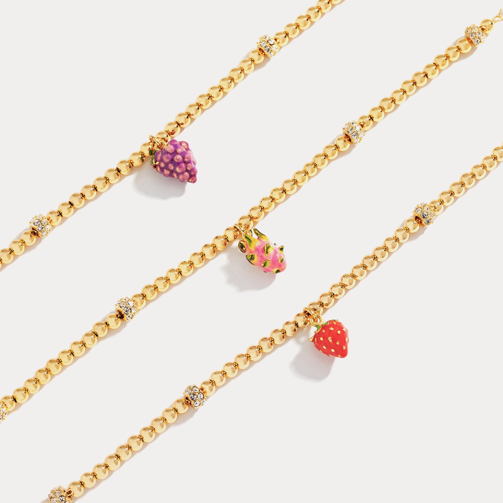 Gold Strawberry Enamel Bracelet