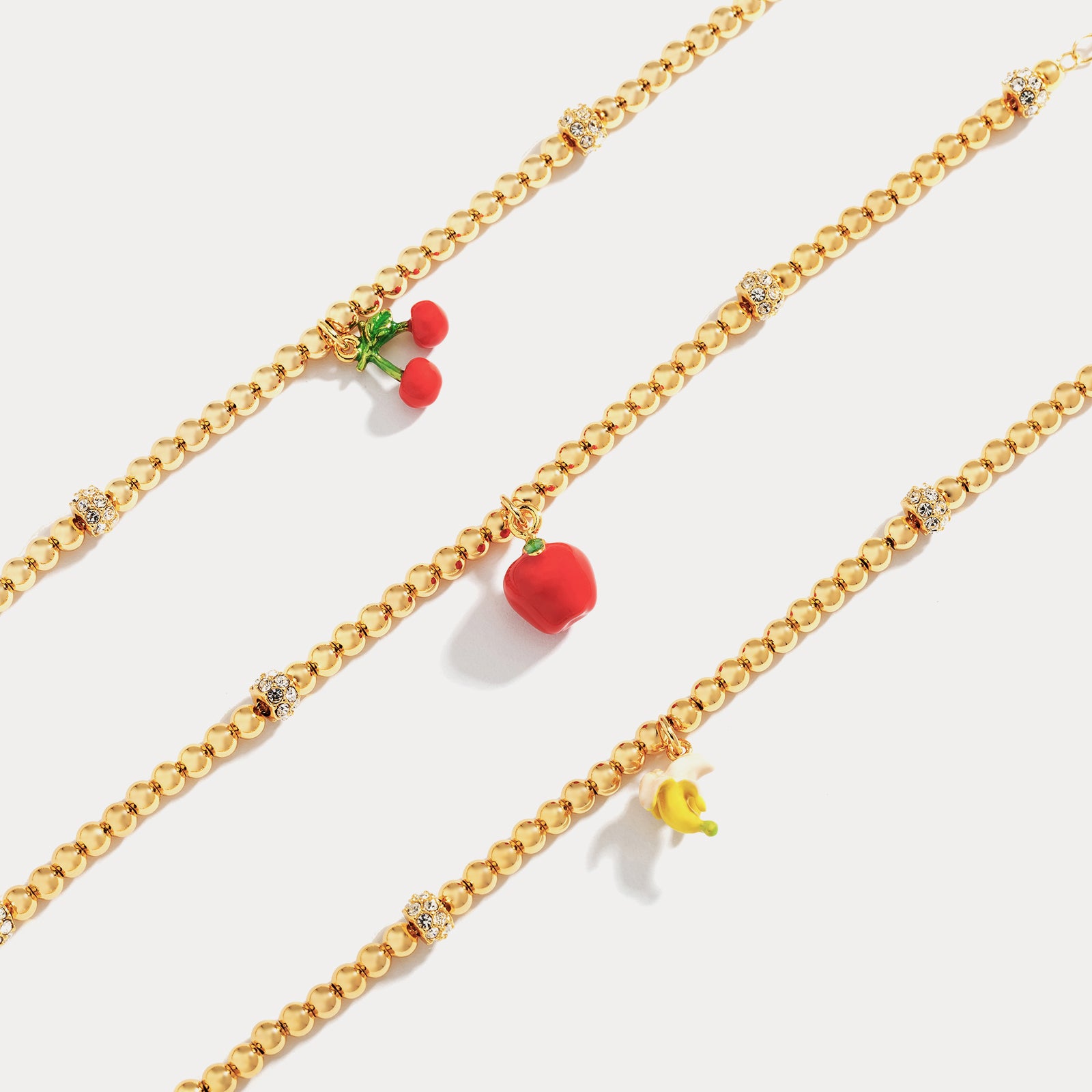 Gold Cherry Enamel Necklace