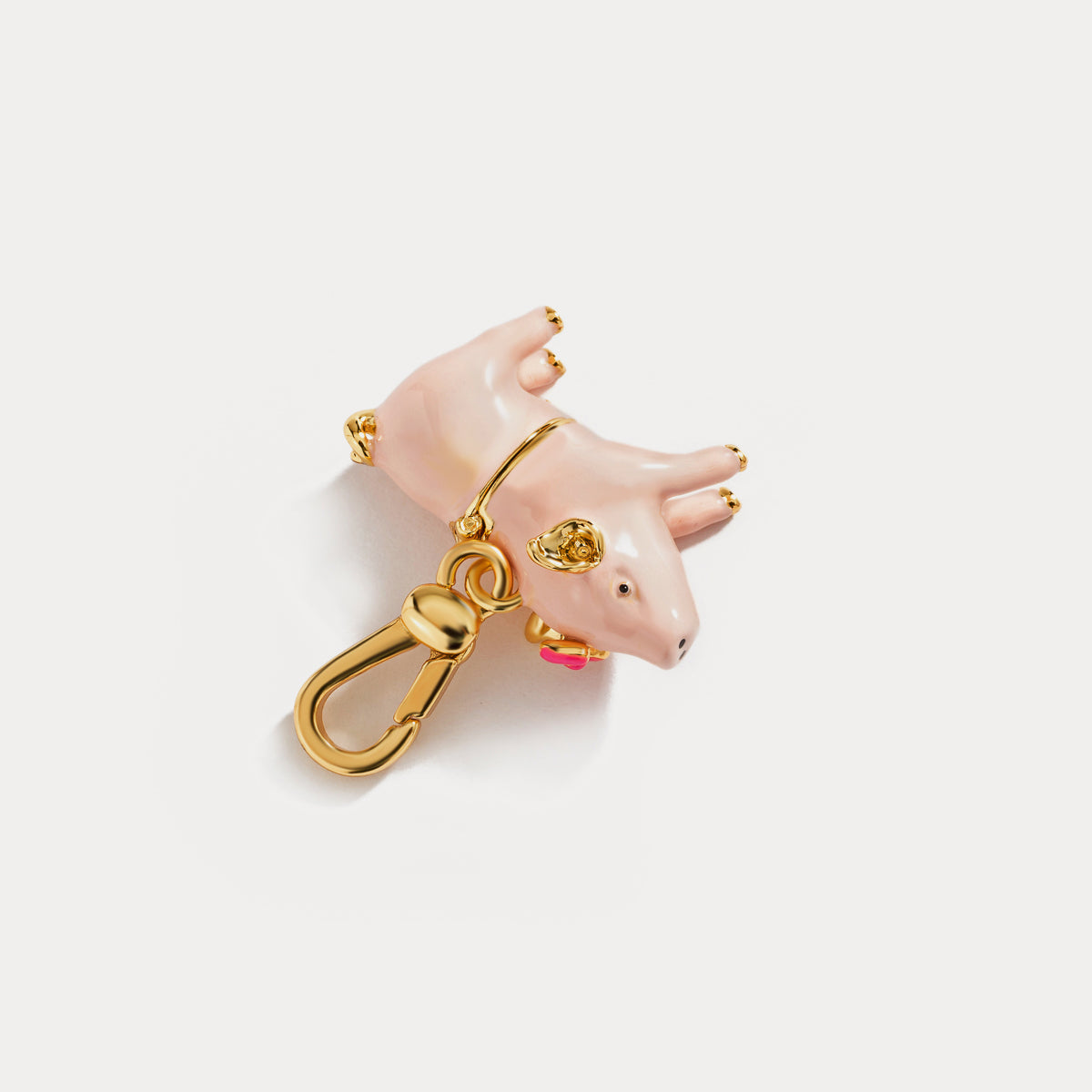 pink pig pendant 18k gold necklace