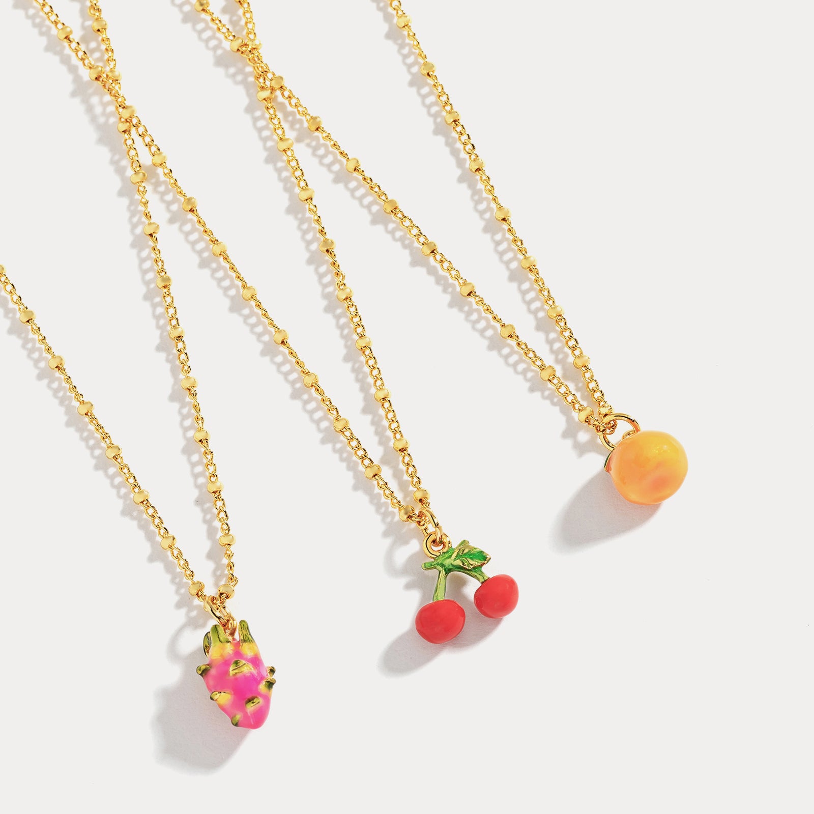 Cherry Enamel Necklace Set