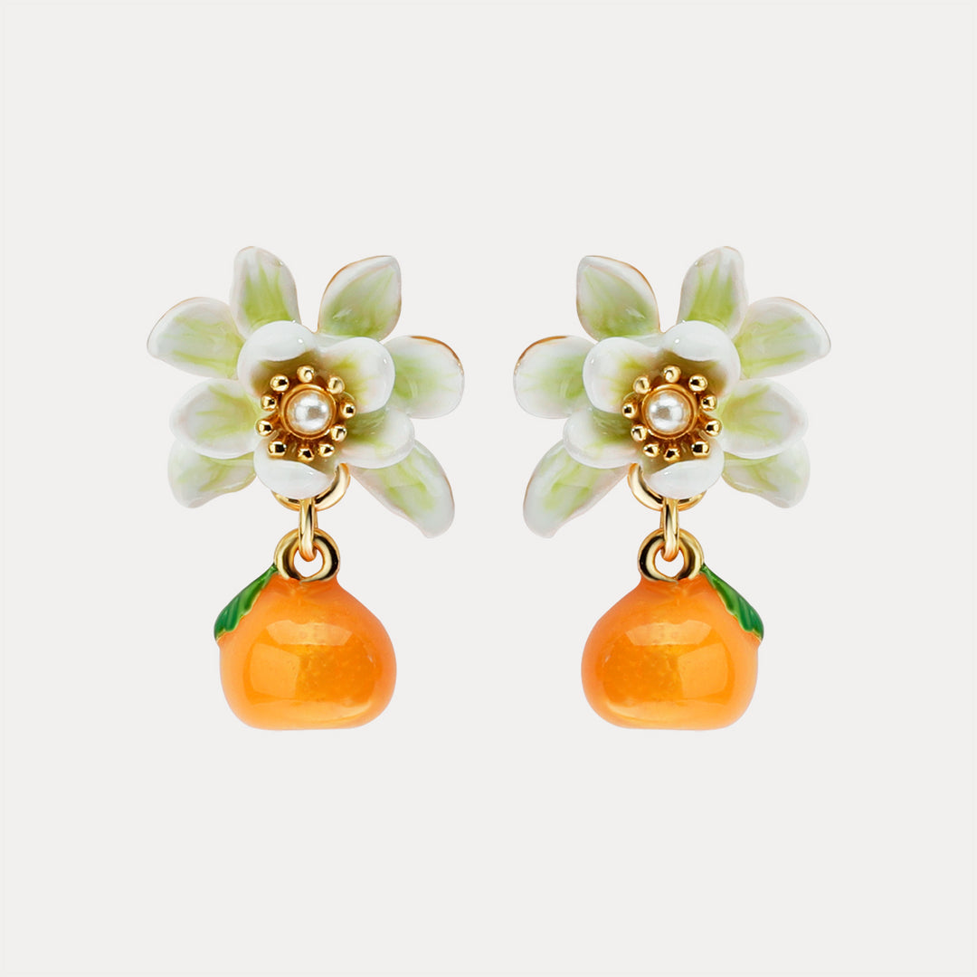 Enamel Orange Stud Earrings
