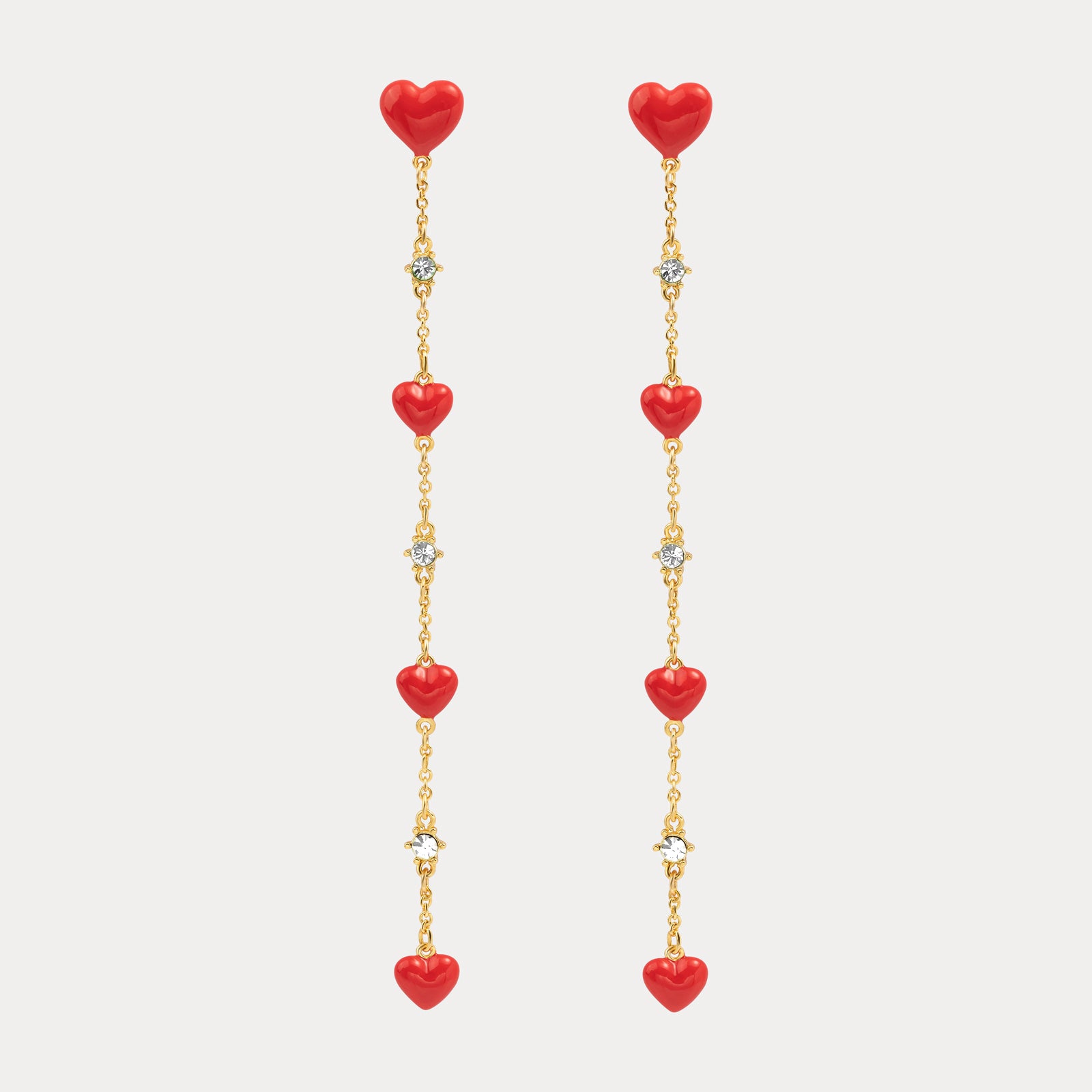 Selenichast Heart To Heart Earrings, Diamond Earrings, 18K Gold Sparkly ...