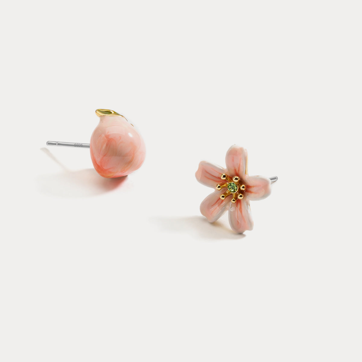 peach gold stud earrings