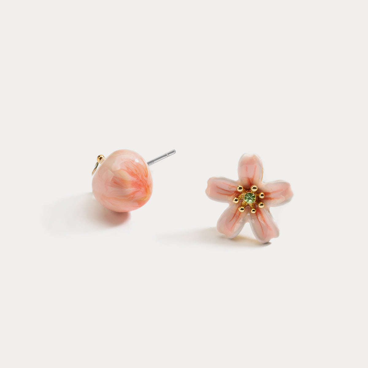 enamel peach stud earrings