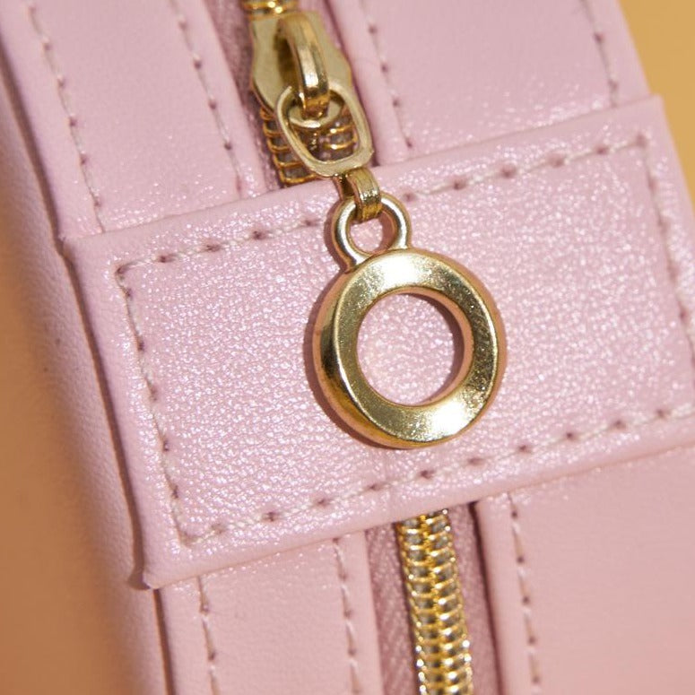 Pink Deluxe Vegan Leather Jewelry Case