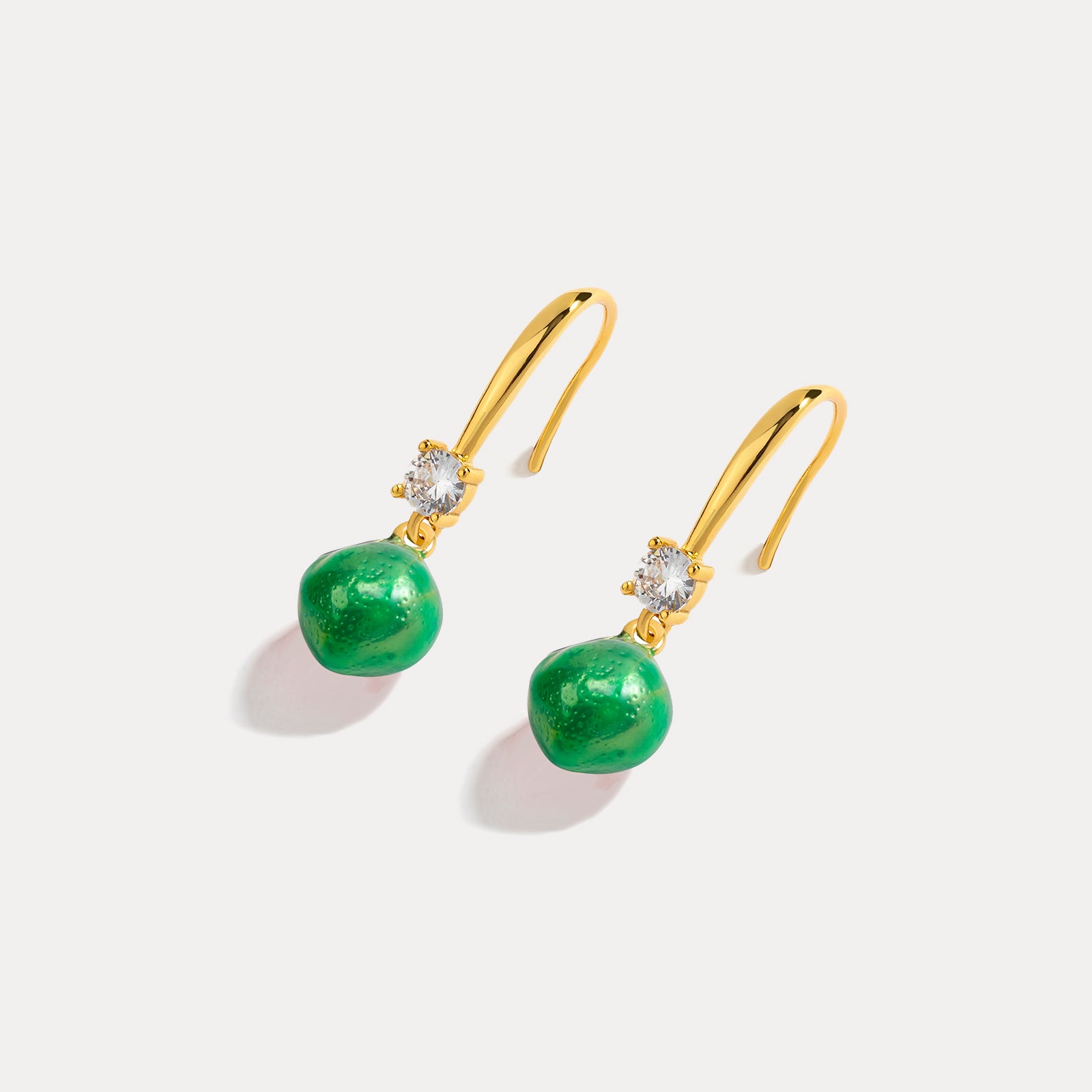 Enamel Green Lemon Earrings