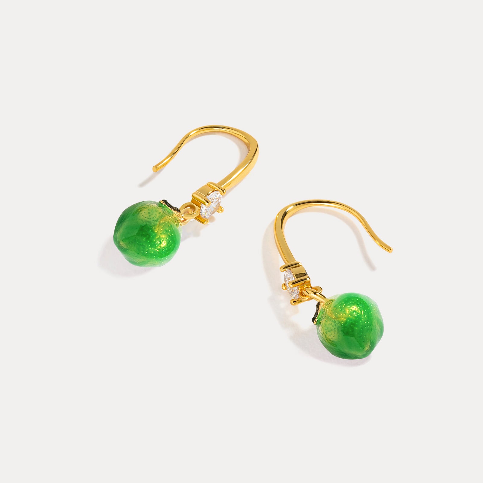 Green Lemon Gold Earrings