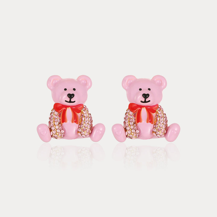 Pink Candy Bear Stud Earrings