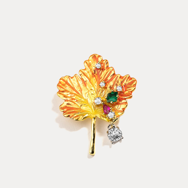 Maple Leaf Enamel Brooch