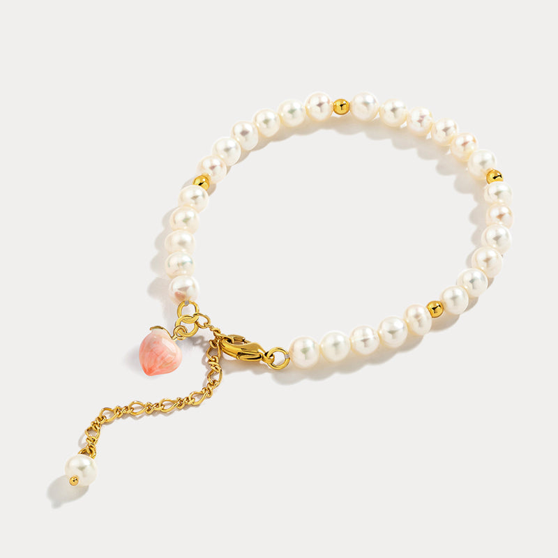 Peach Pearl Beads Bracelet