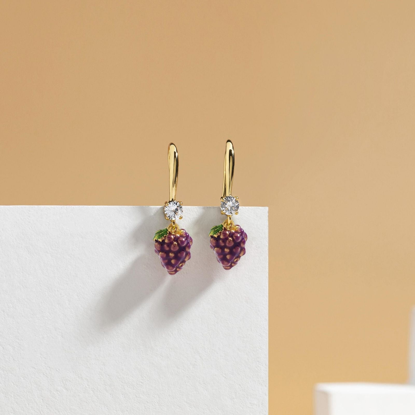 Grape Gold Enamel Earrings
