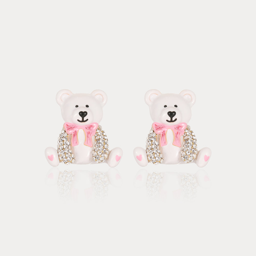 White Candy Bear Stud Earrings