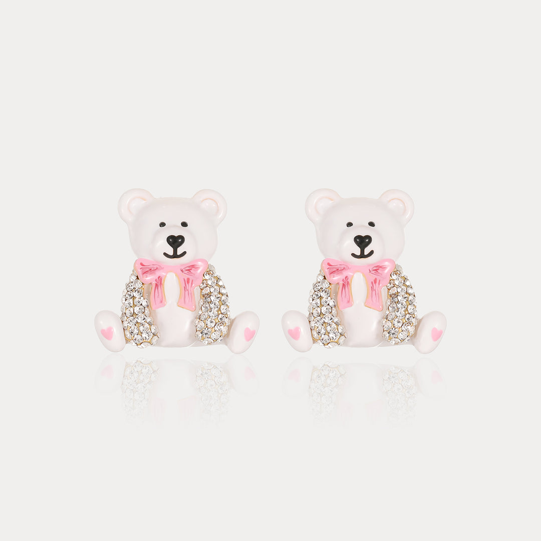 White Candy Bear Stud Earrings