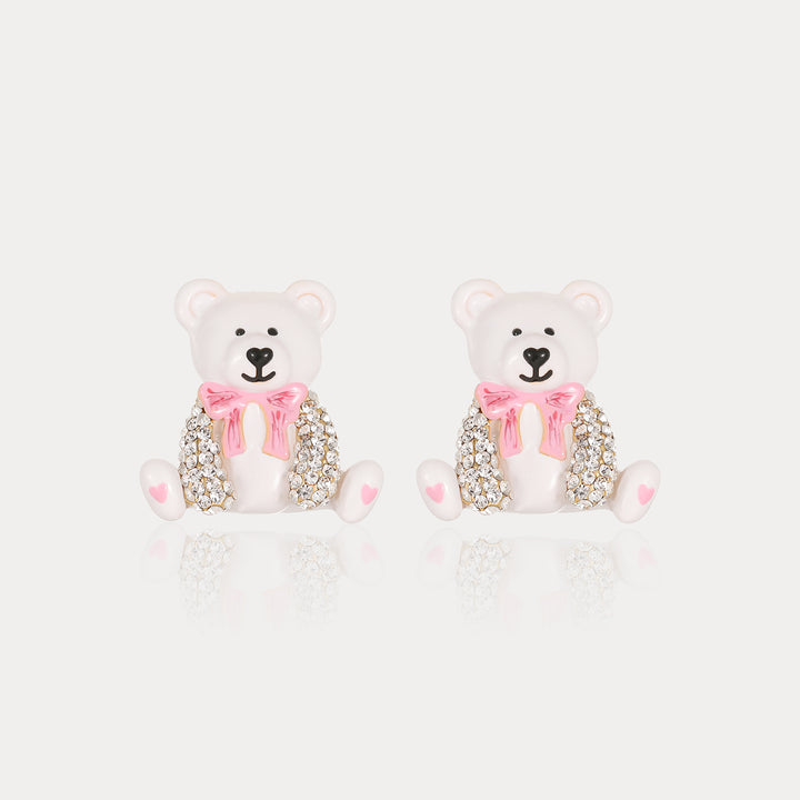 White Candy Bear Stud Earrings