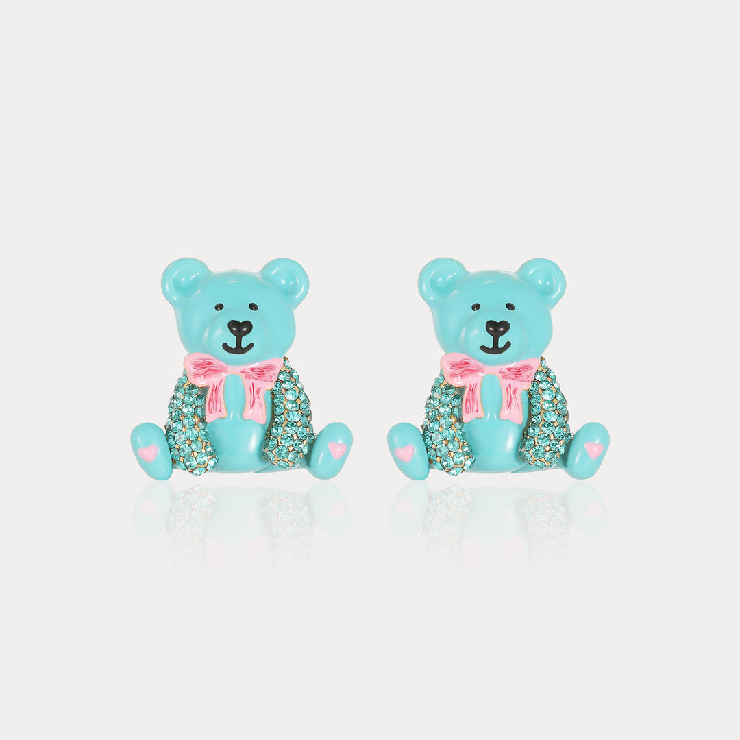 Blue Candy Bear Stud Earrings