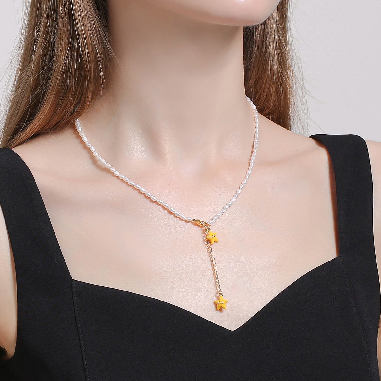 Yellow Star Pearl Necklace