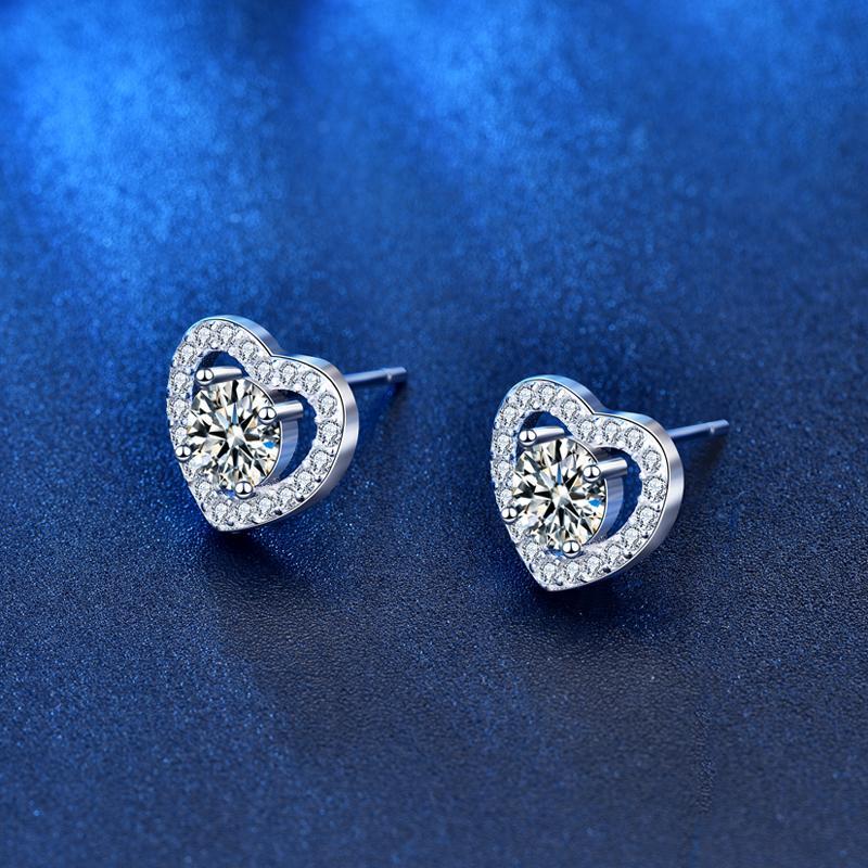 Love Heart Diamond Stud Earrings