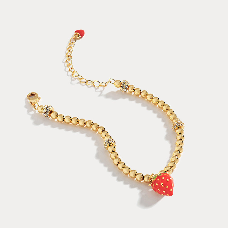 strawberry fruit enamel beads bracelet