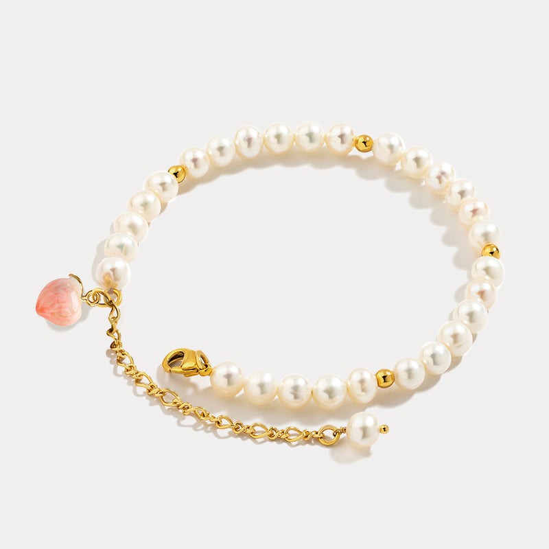 Peach Pearl Gold Bracelet