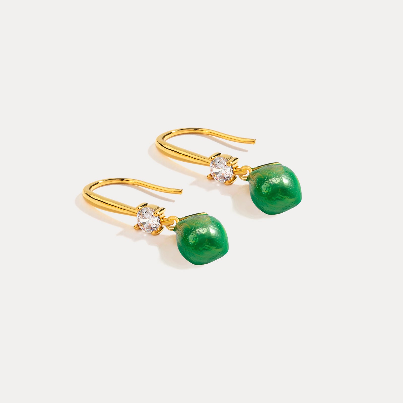 Green Lemon Dangling Earrings