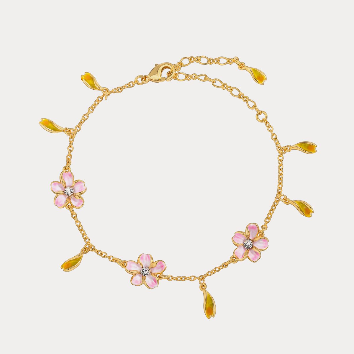enamel cherry blossoms bracelet