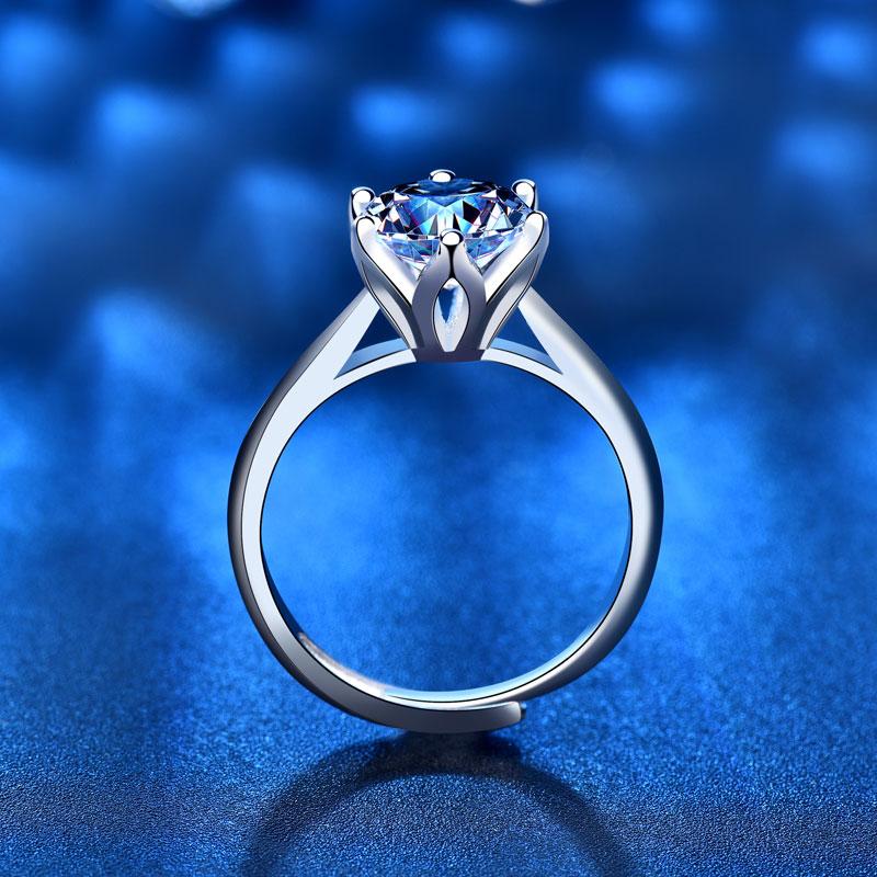 Six Prong Setting Crown Diamond Adjustable Ring