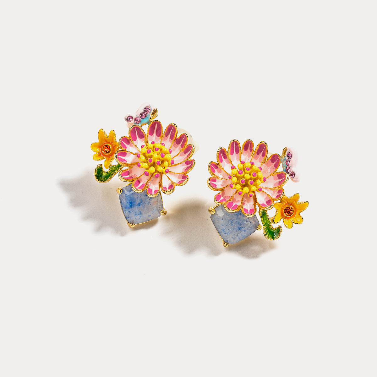 Pink Daisy Stud Nature Earrings