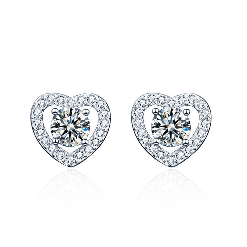 Love Diamond Stud Sterling Silver Earrings