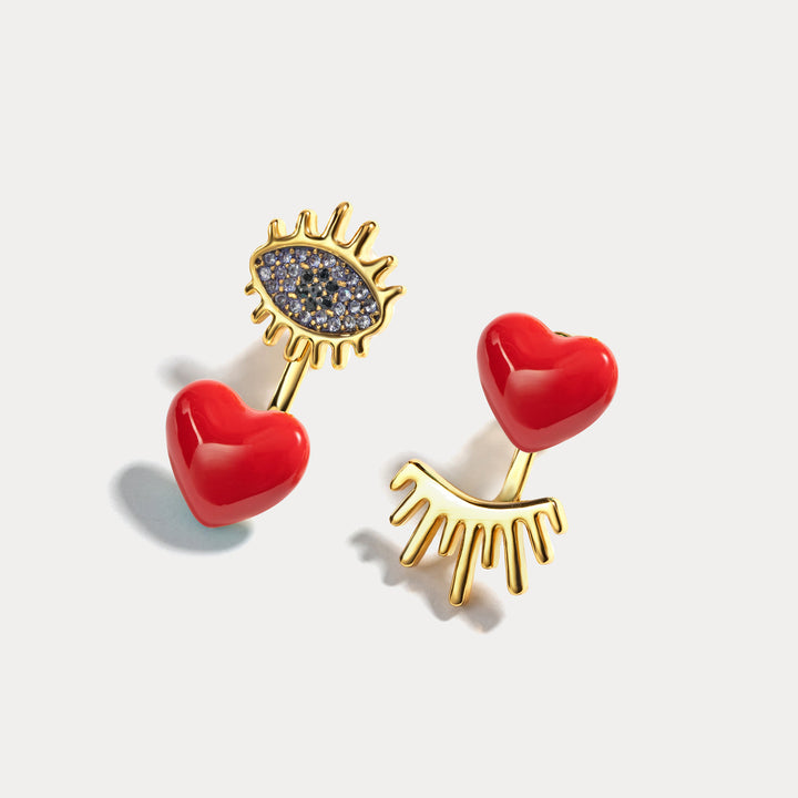 Selenichast Heart Evil Eye Earrings