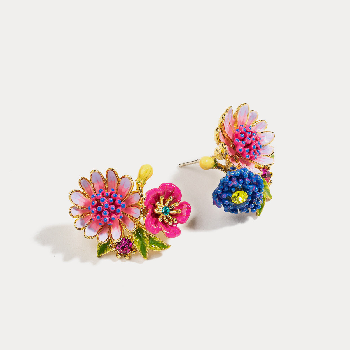 Selenichast Gerbera Earrings For Women, Enamel Flower Stud Earrings ...