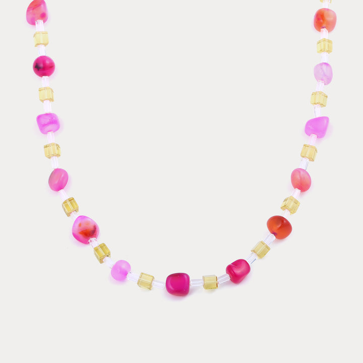 Selenichast pink agate stone necklace 1