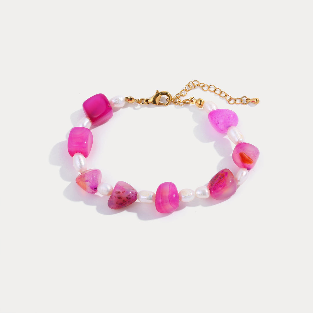 Selenichast pink agate stone bracelet