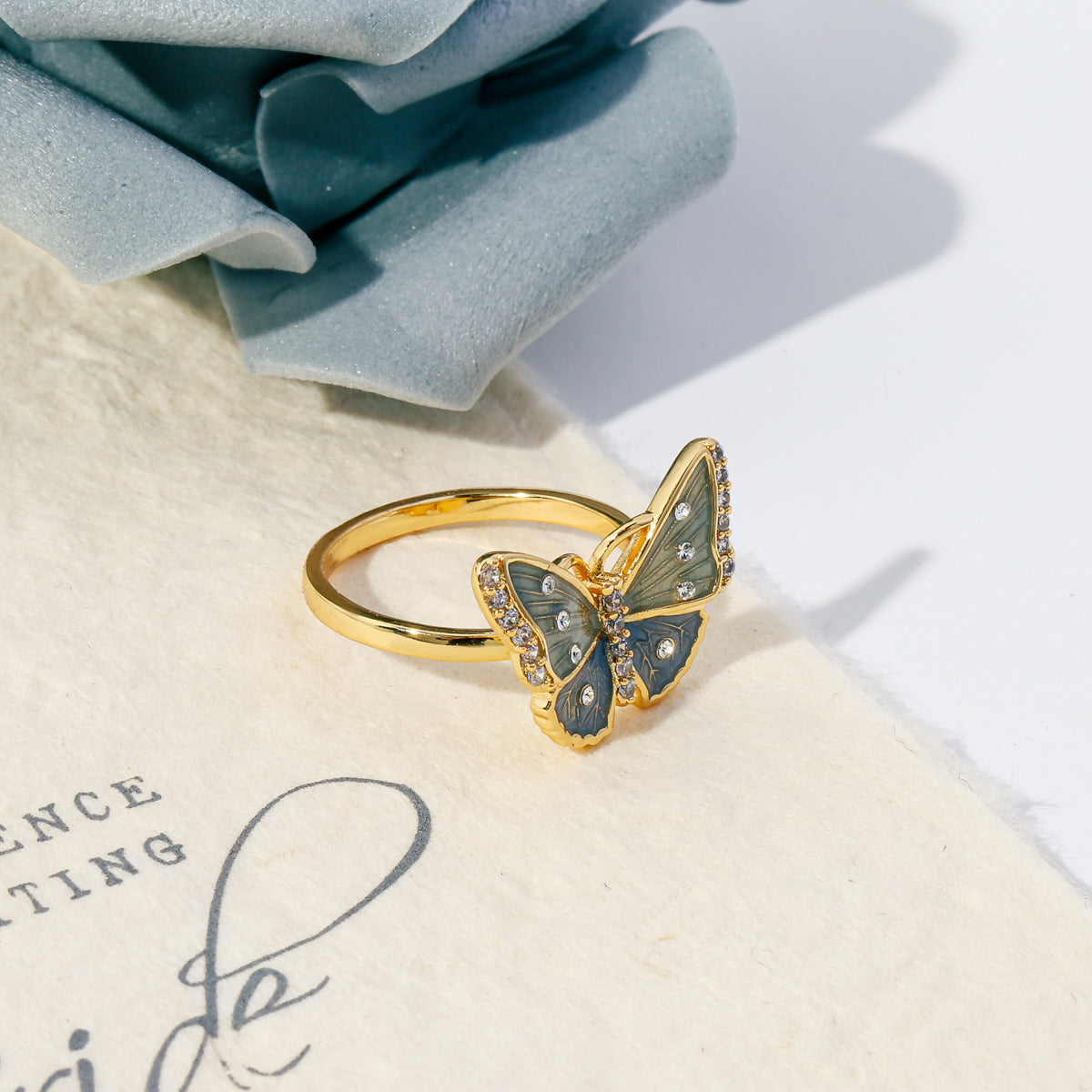 butterfly enamel ring