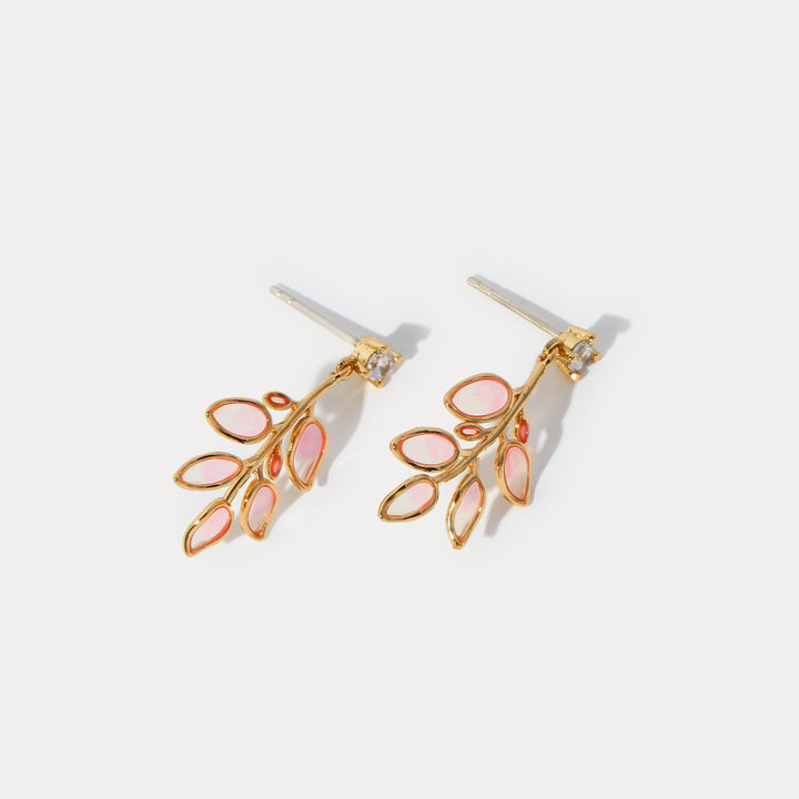 enamel sakura earrings