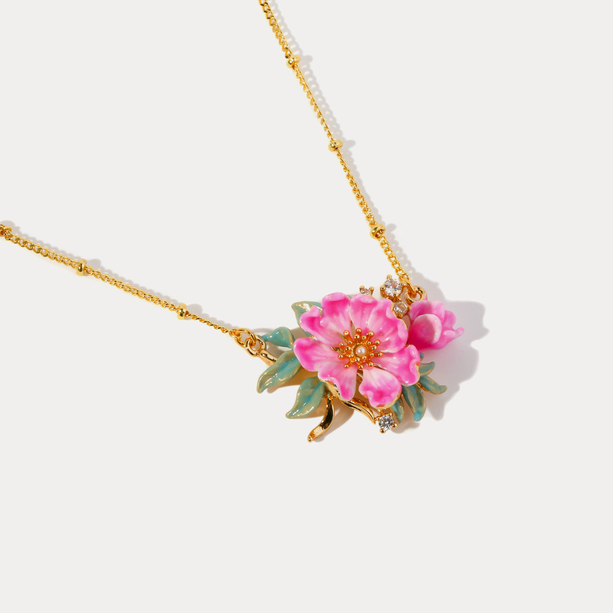 gold peony necklace