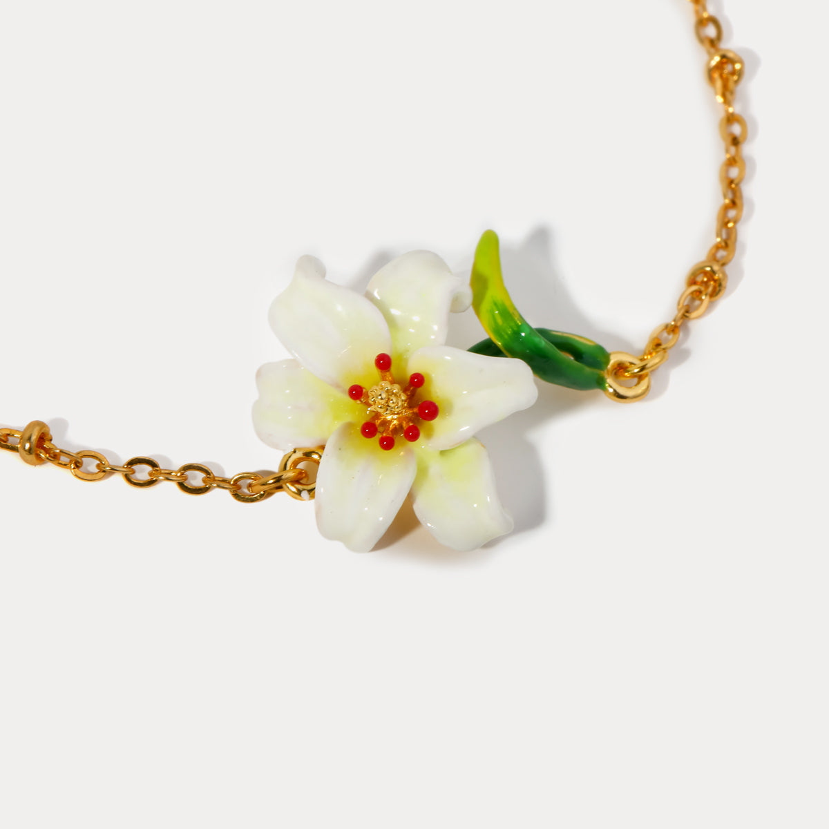 lily leaf enamel bracelet