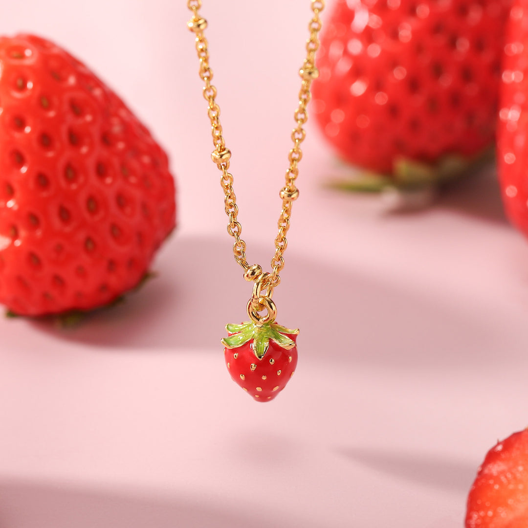 Strawberry Fruit Enamel Necklace
