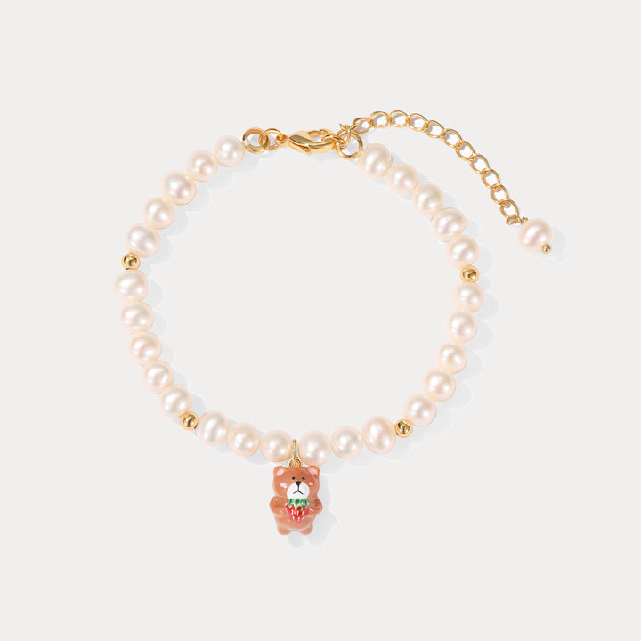 Selenichast Strawberry Bear Pearl Bracelet