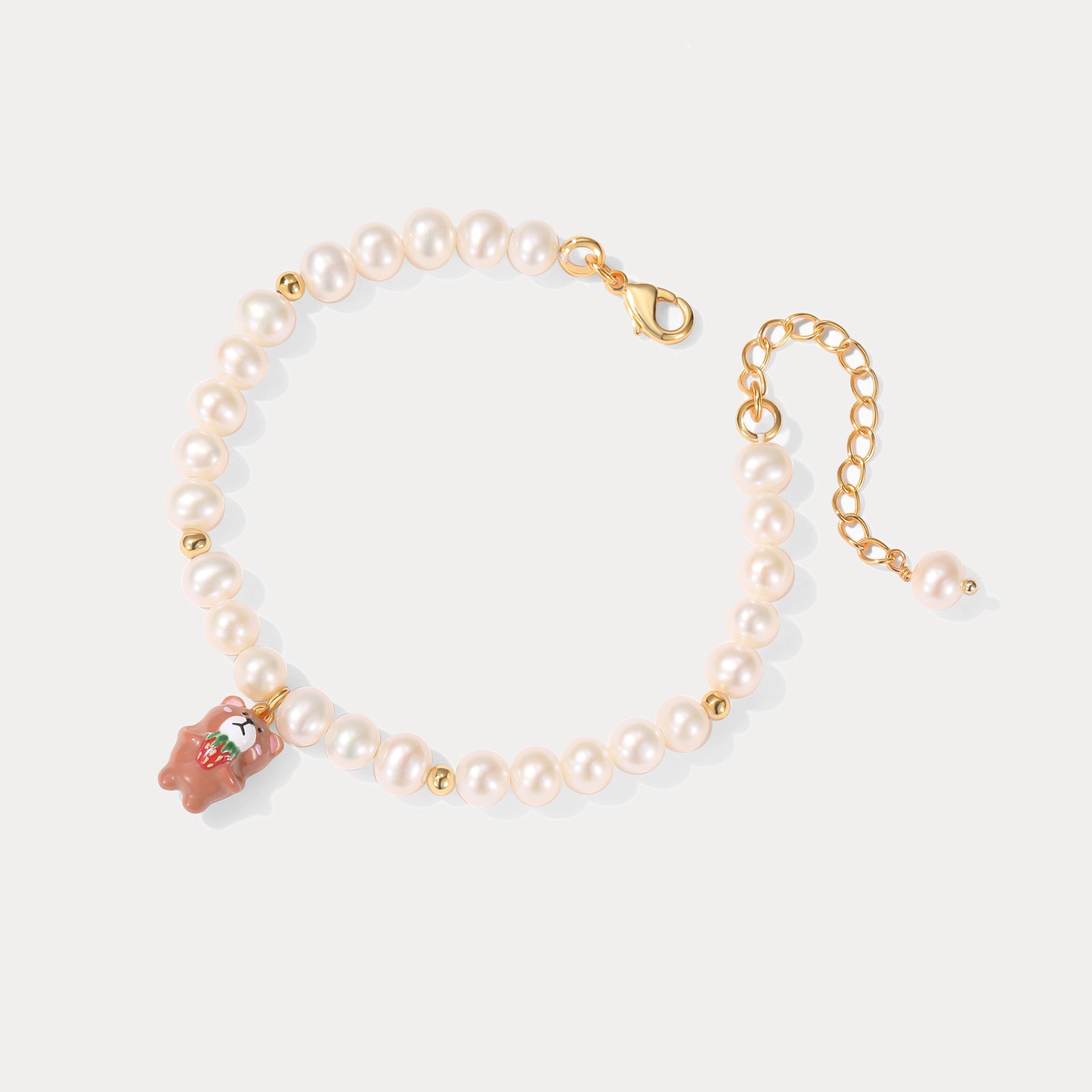 Strawberry Bear Freshwater Pearl Bracelet