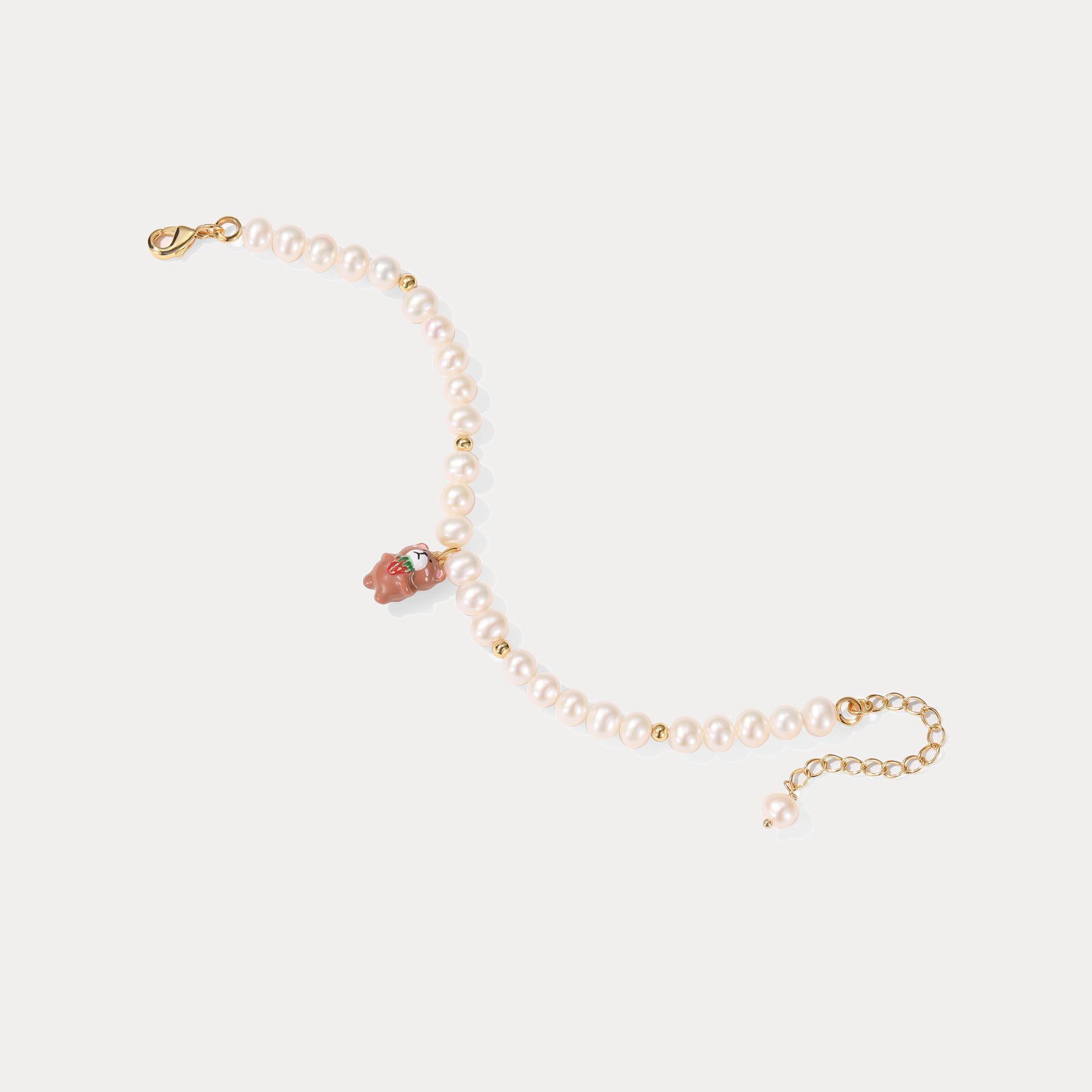 Strawberry Bear Pink Pearl Bracelet