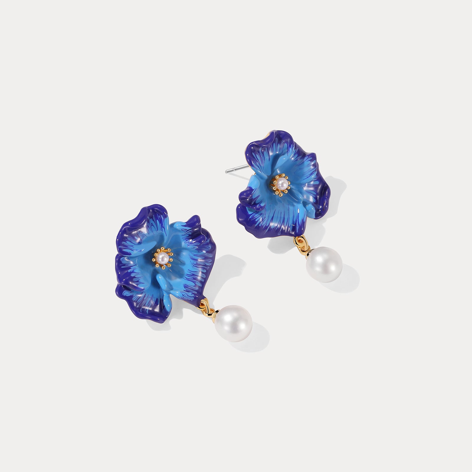 Blue Corn Poppy Dangling Earrings