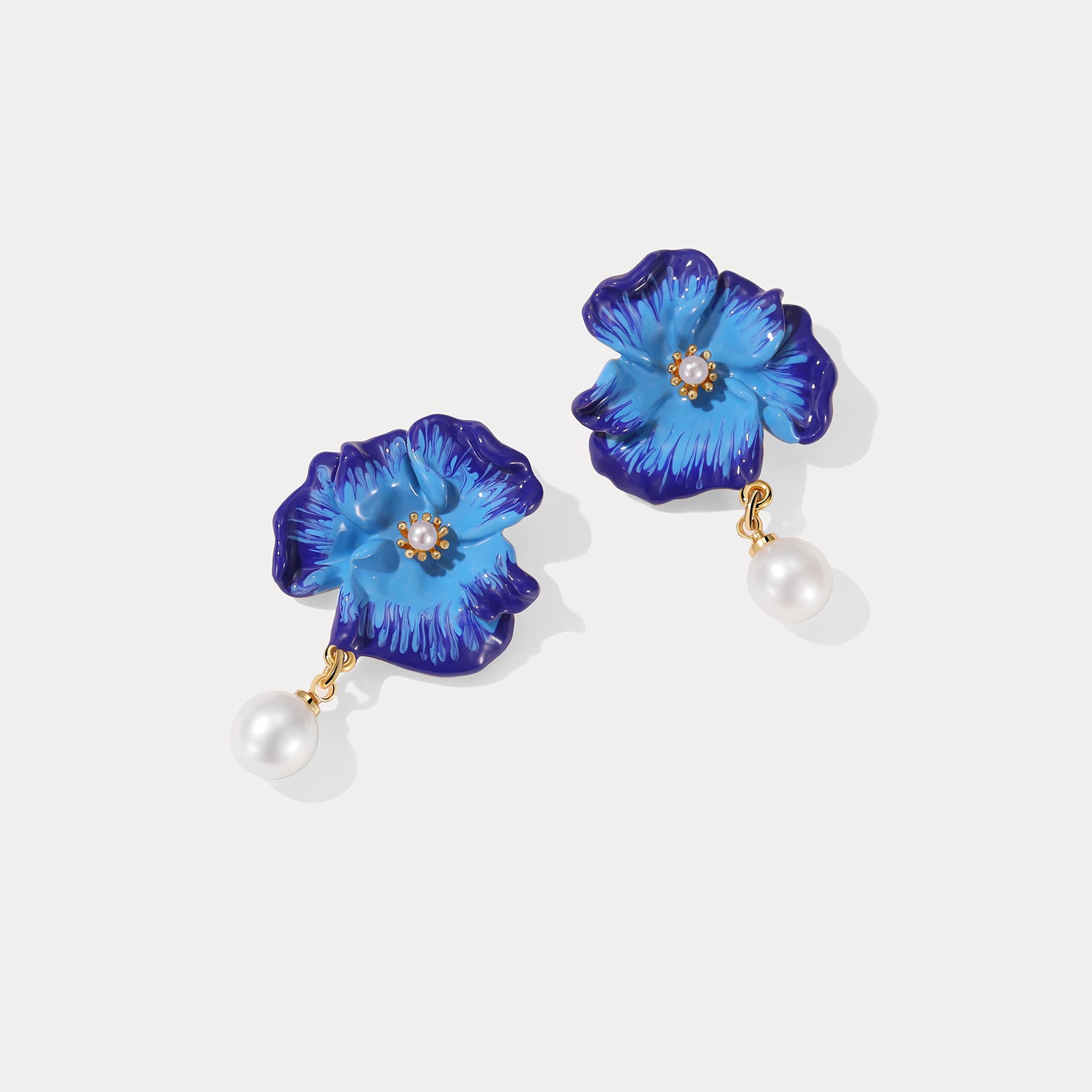 Blue Corn Poppy Nature Earrings