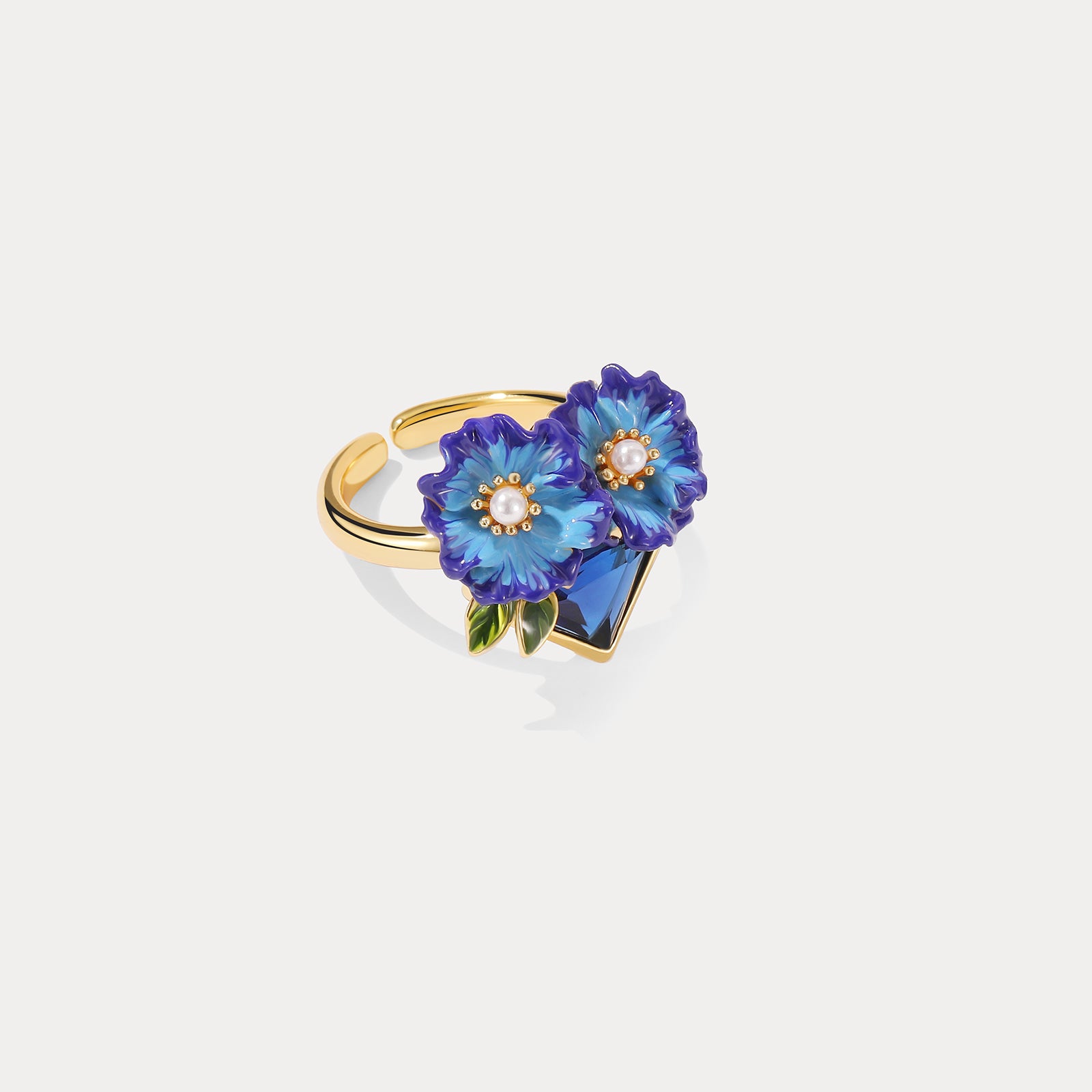 Blue Corn Poppy Gemstone Ring