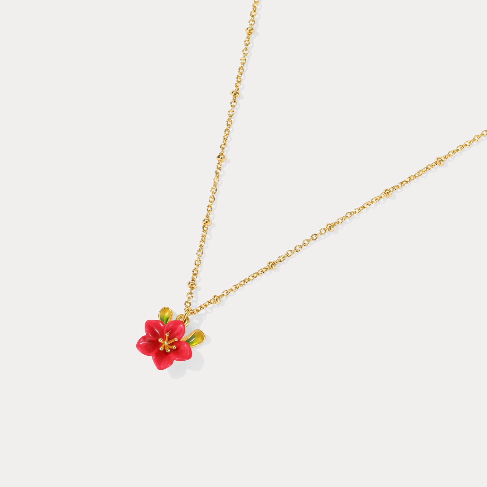 Begonia Flower Gold Necklace